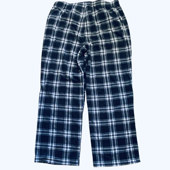 NWT Men’s Plush Fleece Lounge Pajama Pant Black/White/Gray Plaid Size XL - Picture 2 of 8